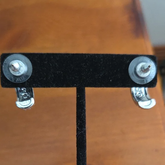 Swarovski Silver Pavé Crystal Huggie Earrings - Picture 4 of 5